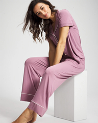 Solid Piped Pajama Pant