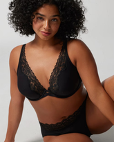 Plunge Unlined Bra with Lace Trim