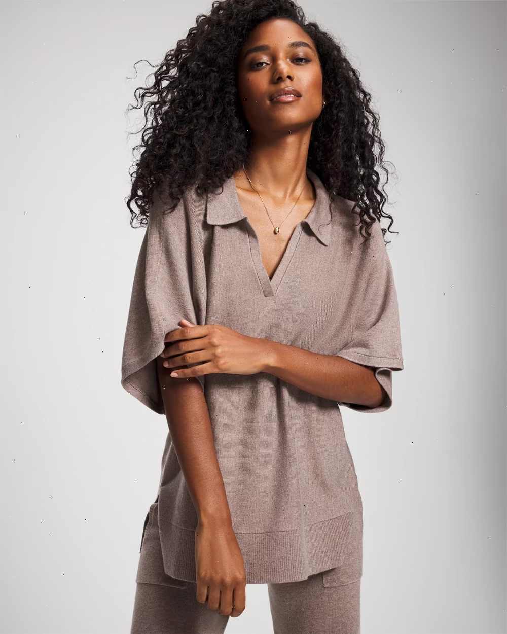 Premier Knit Sweater Collared Top